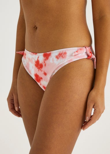 Coral Tie Dye Twist Bikini Bottoms