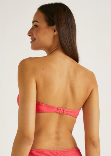 Coral Crinkle Ring Bandeau Bikini Top