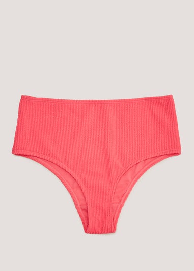 Coral Crinkle Bikini Bottoms