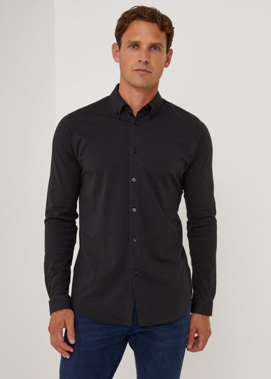 Taylor & Wright Black Knitted Jersey Shirt
