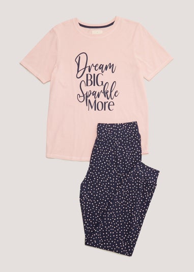 Pink Dream Big Slogan Pyjama Set