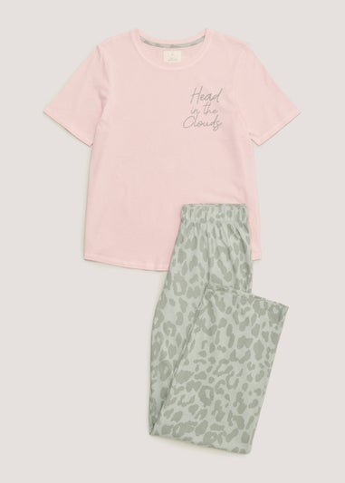 Pink & Grey Leopard Print Pyjama Set