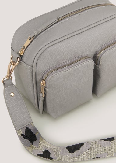 Grey Interest Strap Crossbody Bag