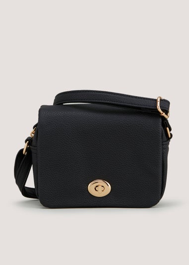 Black Mini Lock Crossbody Bag - Matalan