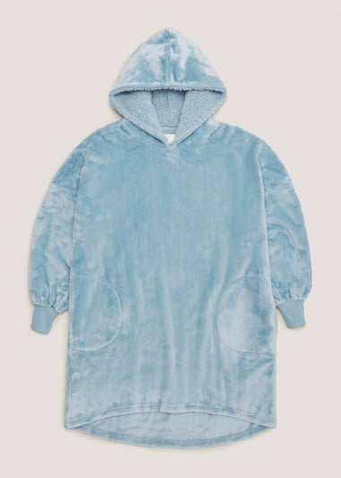 Blue Plush Long Snuggle Hoodie