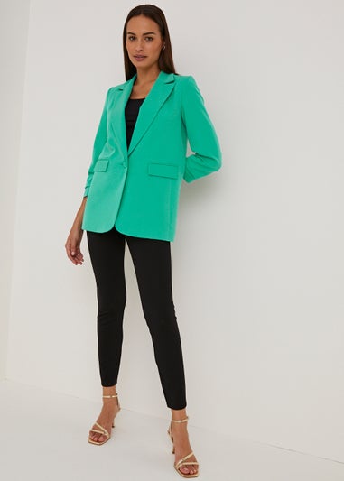 Et Vous Green Ruched Sleeve Blazer