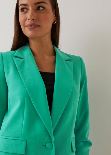 Et Vous Green Ruched Sleeve Blazer