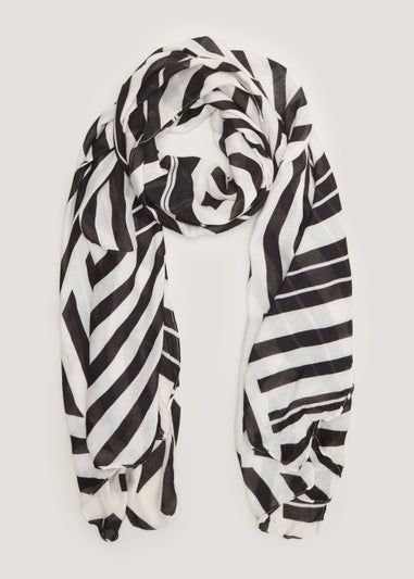 Monochrome Stripe Woven Scarf