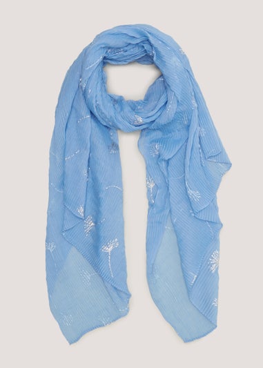 Blue Dandelion Crinkle Scarf