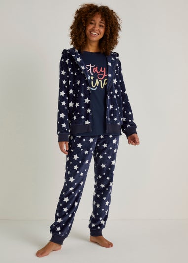 3 Piece Navy Fleece Pyjama Set