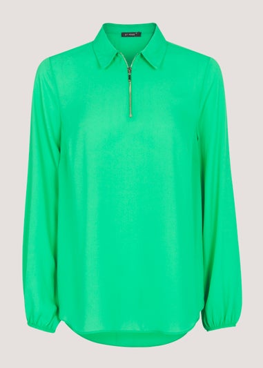 Et Vous Green Zip Blouse