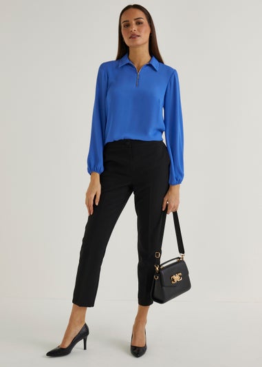 Et Vous Blue Half Zip Blouse