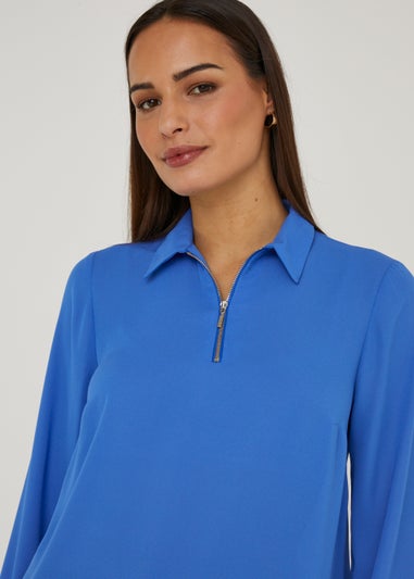 Et Vous Blue Half Zip Blouse