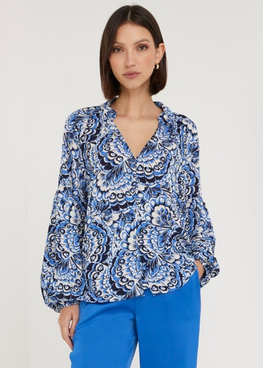 Et Vous Blue Print Blouse