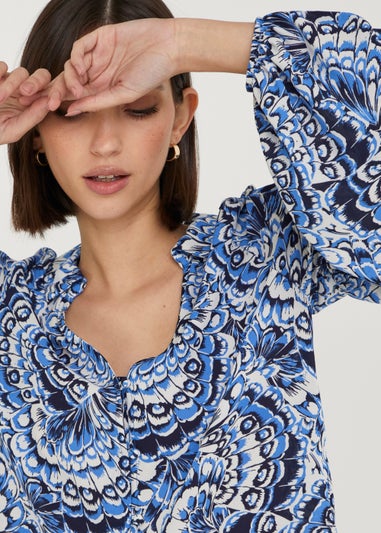 Et Vous Blue Print Blouse