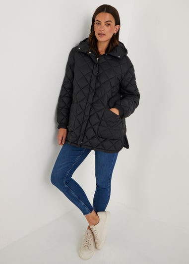 Black Short Quilted Coat