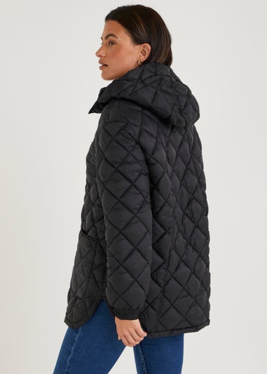 Black Short Quilted Coat