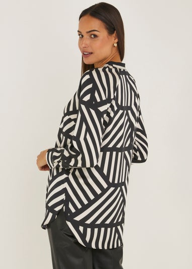 Black & White Stripe Satin Shirt