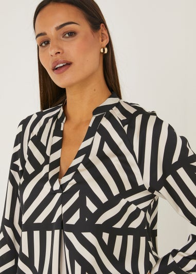 Black & White Stripe Satin Shirt