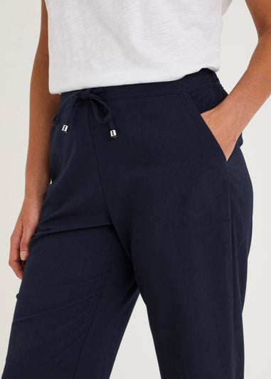 Mens Cotton Cropped Trousers  Navy  Just 6