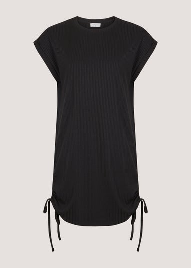 Black Ruched Longline Tee