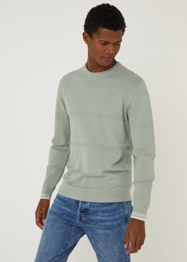 Sage Popcorn Crew Neck Jumper