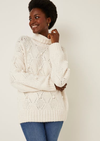 Cream Diamond Pointelle Jumper