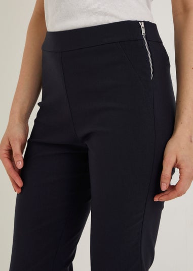 Navy Bengaline Cropped Trousers