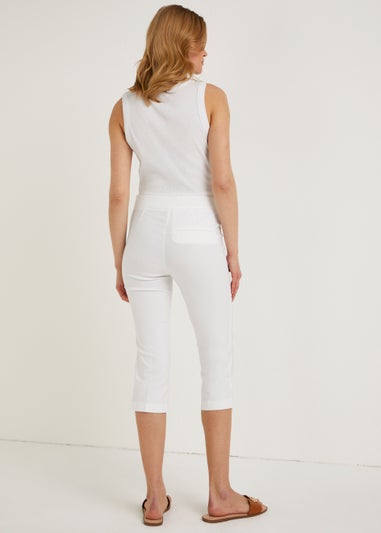 White Bengaline Cropped Trousers