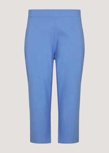 Blue Bengaline Cropped Trousers