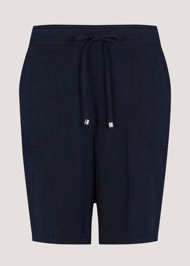 Navy Tie Waisted Shorts