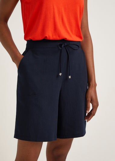 Navy Tie Waisted Shorts
