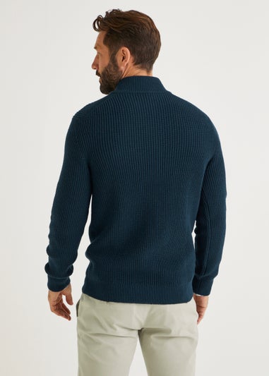 Navy Ribbed 1/4 Zip Jumper