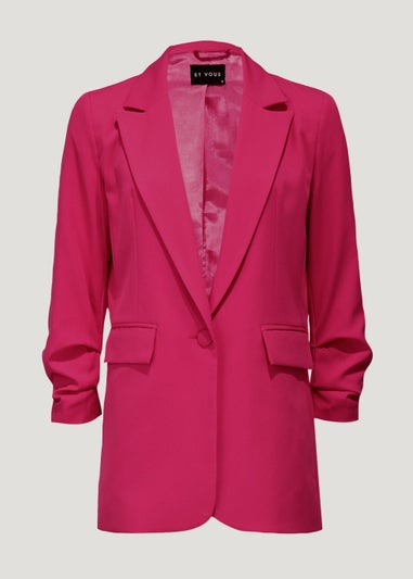 Et Vous Pink Ruched Sleeve Blazer