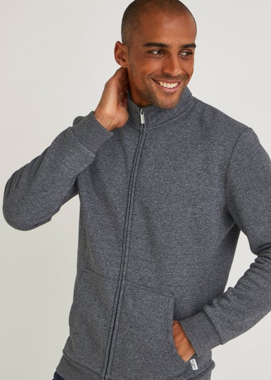 Grey Essential Funnel Neck Zip Up Jacket