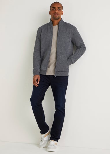 Grey Essential Funnel Neck Zip Up Jacket