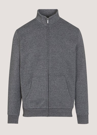 Grey Essential Funnel Neck Zip Up Jacket