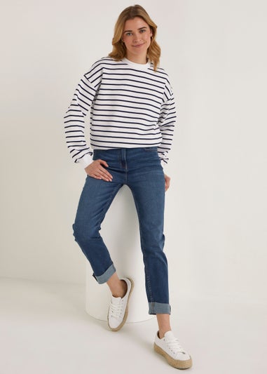Dark Wash Slim Fit Turn Up Jeans