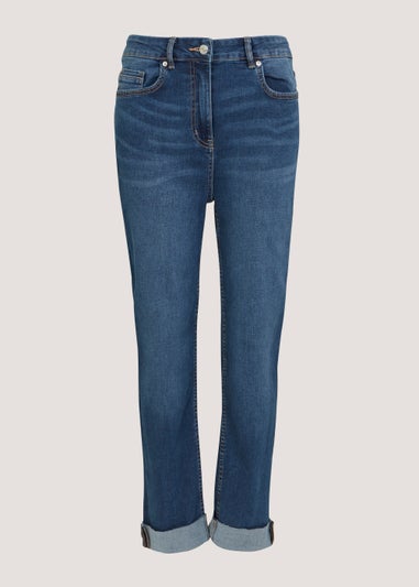 Dark Wash Slim Fit Turn Up Jeans
