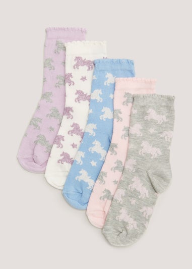 Kids 5 Pack Unicorn Ankle Socks (Younger 6 -Older 5.5)