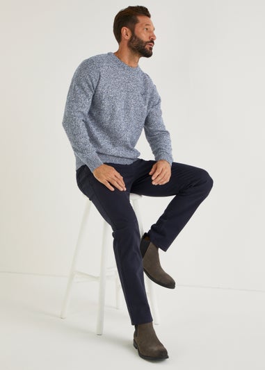 Lincoln Blue Ribbed Crew Neck Jumper