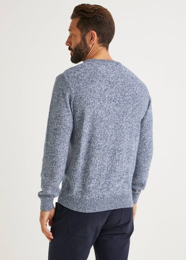 Lincoln Blue Ribbed Crew Neck Jumper