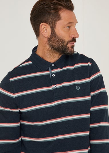 Lincoln Navy Stripe Long Sleeve Rugby Polo Shirt