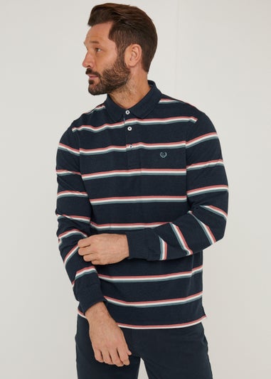 Lincoln Navy Stripe Long Sleeve Rugby Polo Shirt