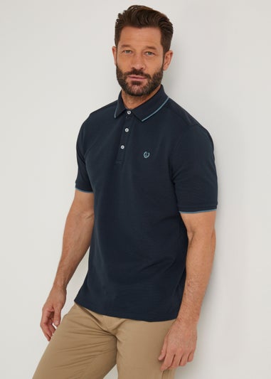 Lincoln Navy Textured Polo Shirt