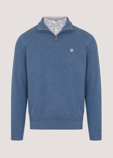 Lincoln Navy Quarter Zip Mock Neck Sweatshirt