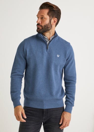 Lincoln Navy Quarter Zip Mock Neck Sweatshirt