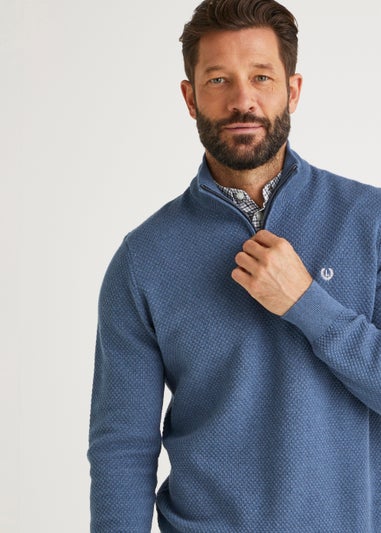 Lincoln Navy Quarter Zip Mock Neck Sweatshirt