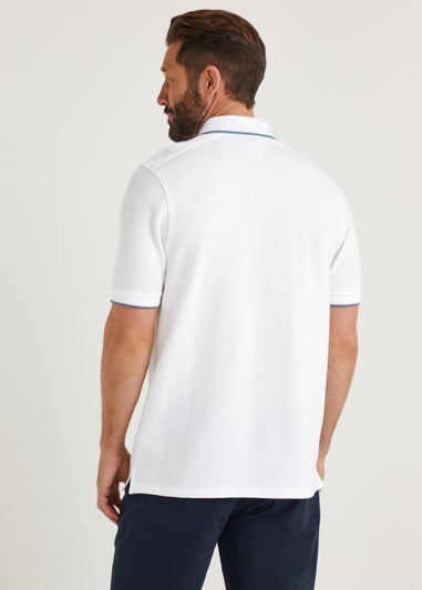 Lincoln White Textured Polo Shirt