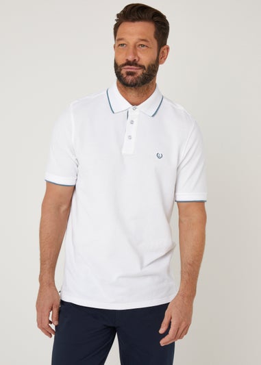 Lincoln White Textured Polo Shirt